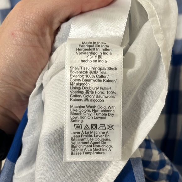 J.Crew Flutter-Sleeve Ruffle-Tiered Midi Dress Gingham Combo Blue White Size XL - Picture 10 of 14